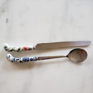 Vintage cake knife and serving spoon